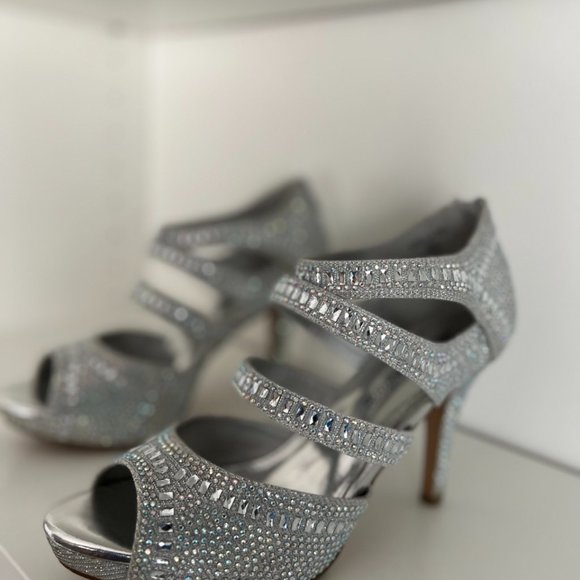Sparkling Strappy Silver Heels - Picture 11 of 16